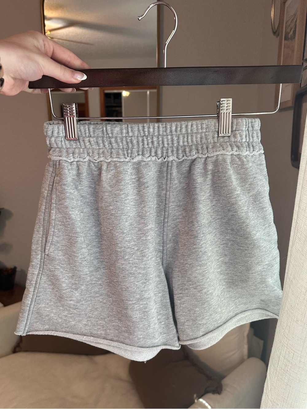 H&M Light Grey Elastic-Waist Athletic Shorts